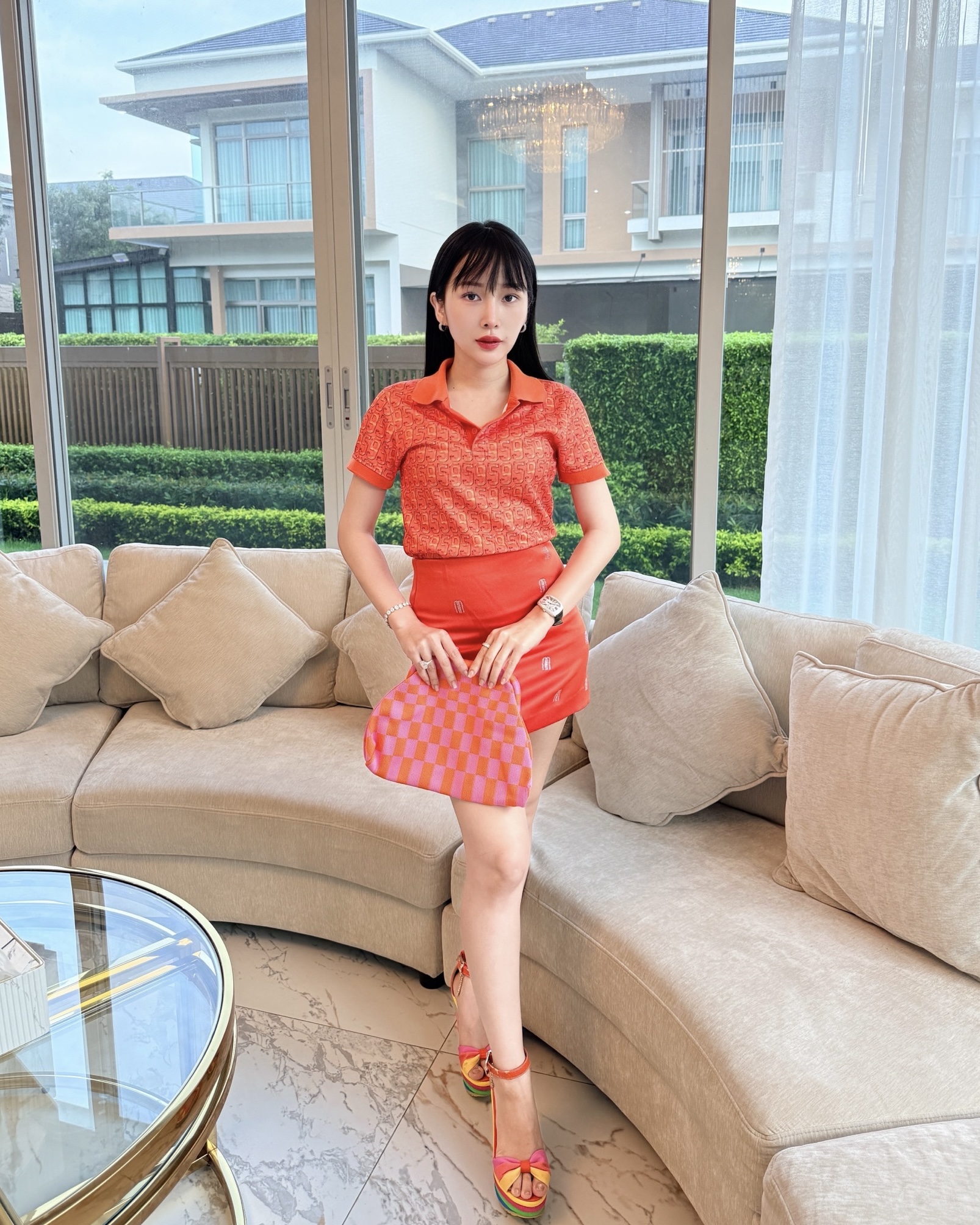 เสื้อโปโลหญิง เลข 95 - รูปซูมเลข / ลายพลังเลข