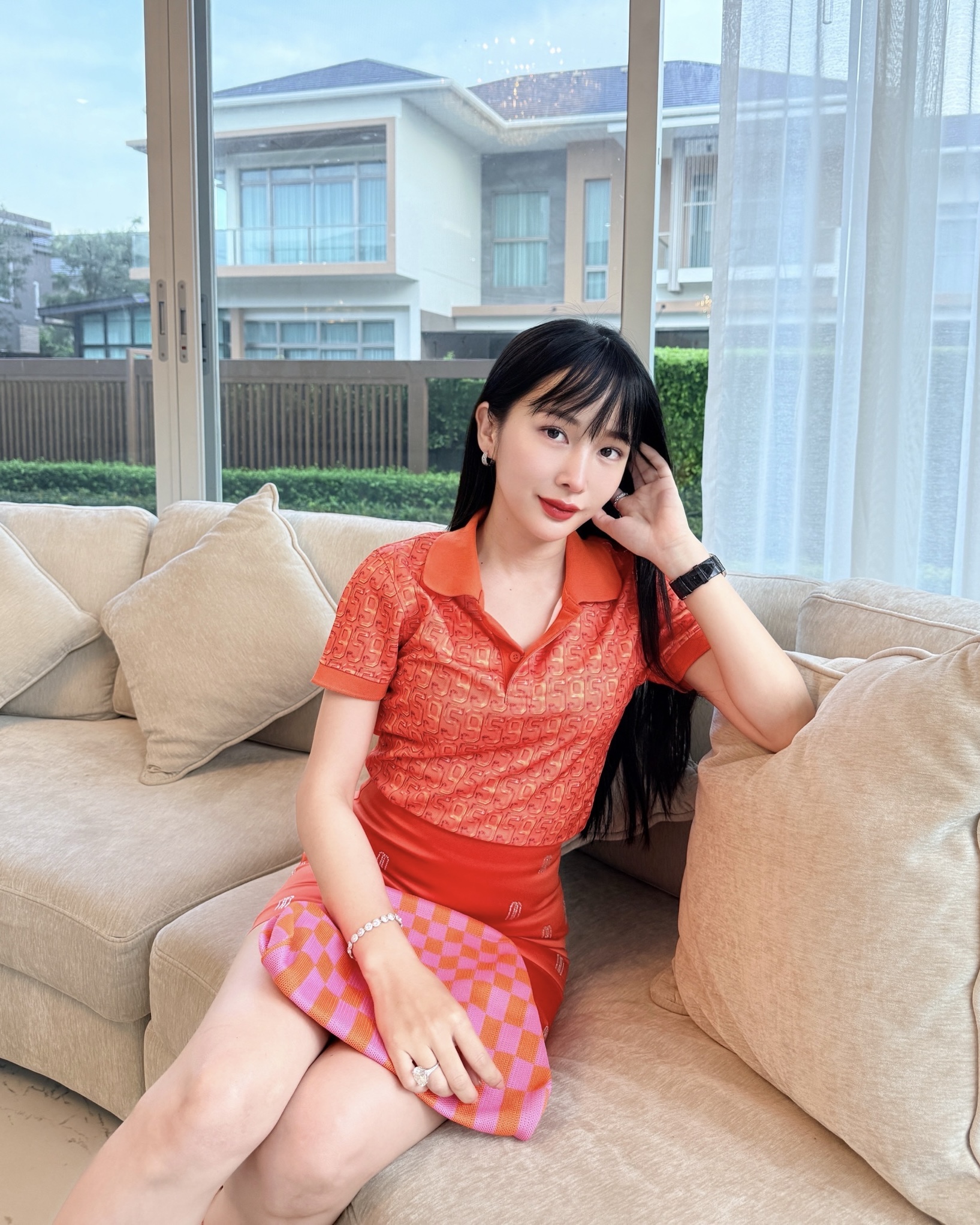 เสื้อโปโลหญิง เลข 95 - รูปใส่จริงด้านหน้า