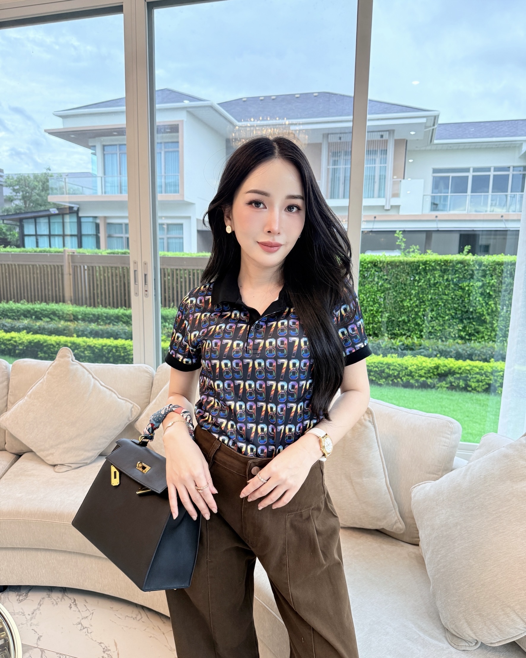 เสื้อโปโลหญิง เลข 789 - รูปซูมเลข / ลายพลังเลข